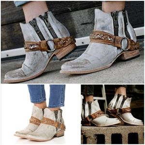 FREEBIRD BY STEVEN Clash Ice Distressed Harness Boots, SIZE 9 Discontinued style